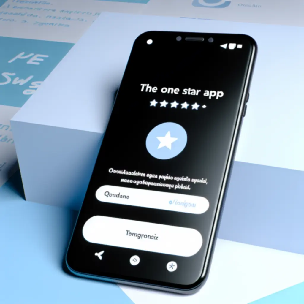 Ekran startowy aplikacji The One Star App z humorystycznym komunikatem powitalnym