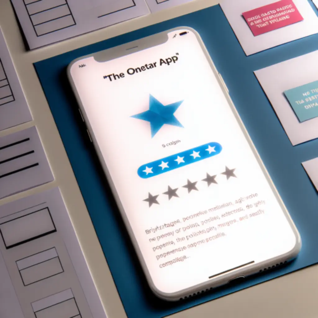 Podgląd minimalistycznego interfejsu The One Star App na telefonie