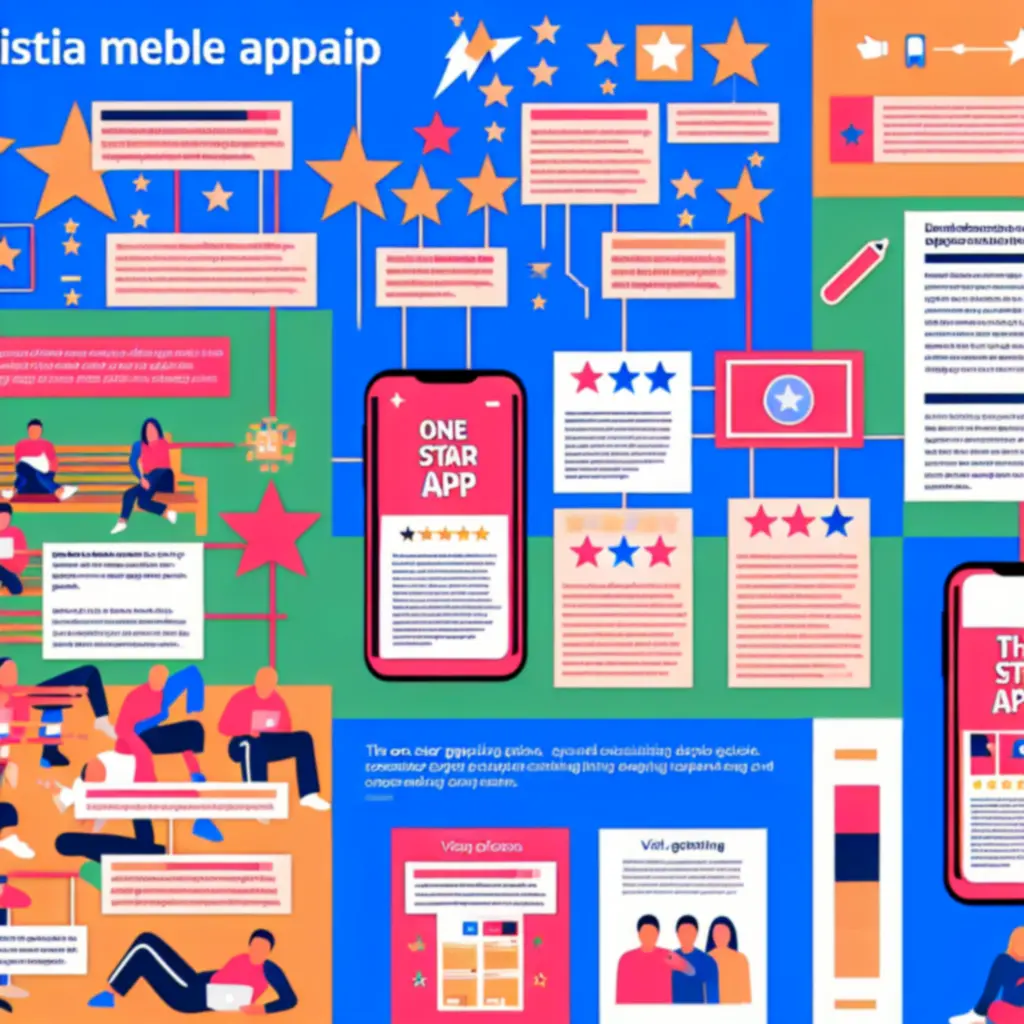 Infografika podsumowująca The One Star App: geneza mema, średnia ocena 1,0 gwiazdki oraz kluczowe momenty viralowego wzrostu