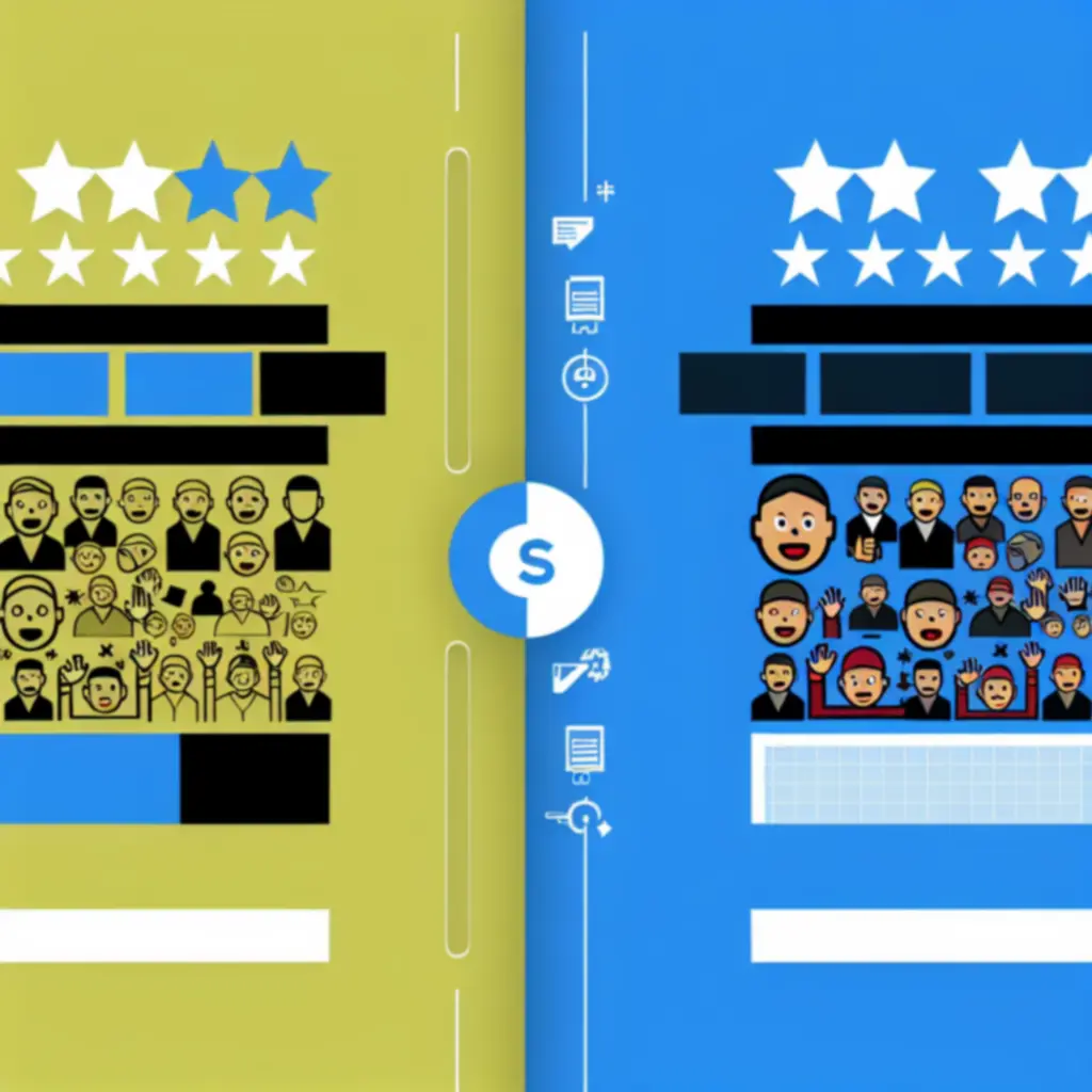 Graficzne porównanie ocen gwiazdkowych The One Star App z innymi wysoko i nisko ocenianymi aplikacjami