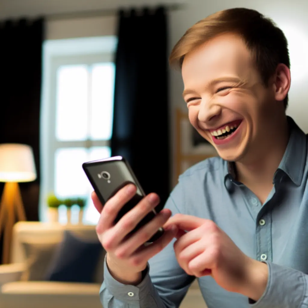 Uśmiechnięta młoda osoba trzymająca telefon z włączoną One Star App