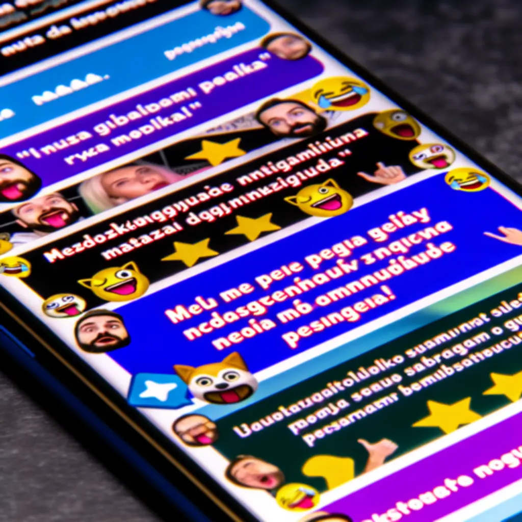 Zrzuty ekranu z memicznymi reakcjami i opiniami użytkowników aplikacji